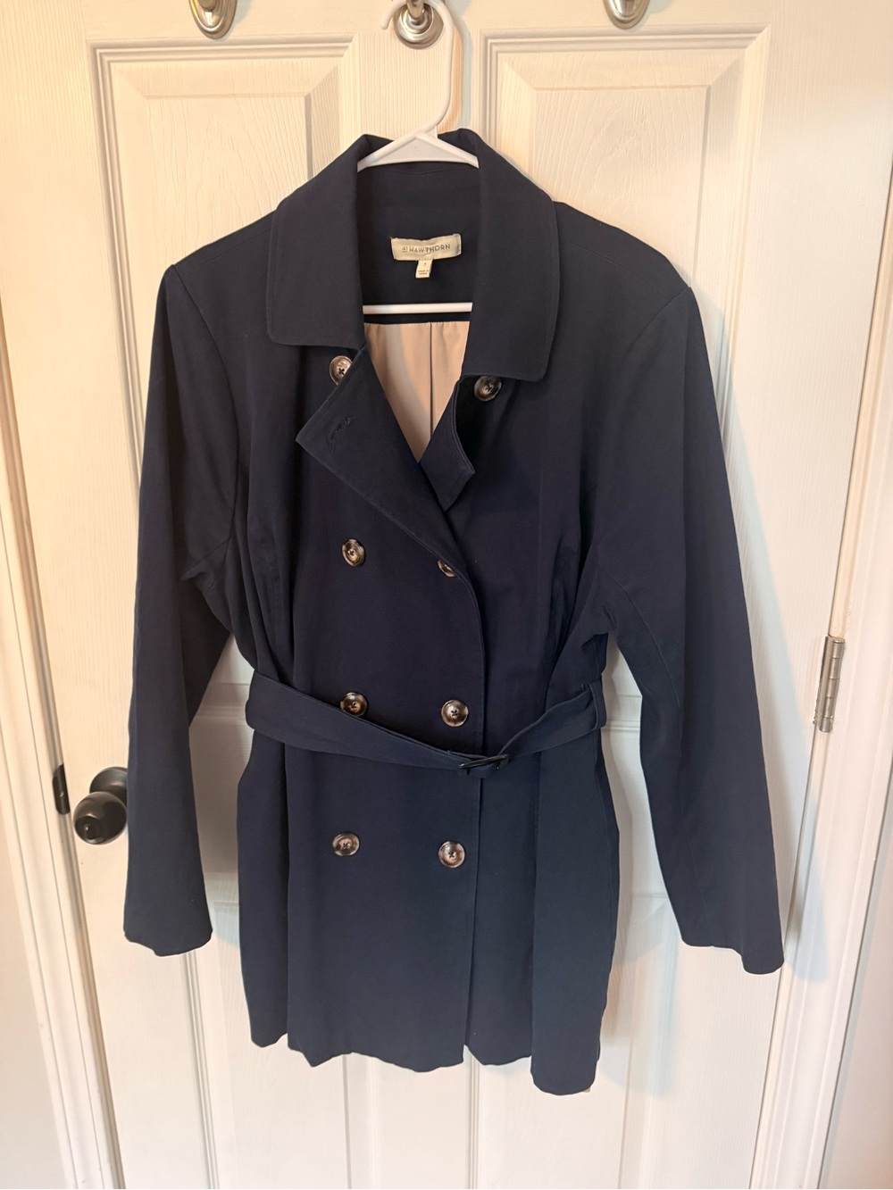 41 Hawthorn Navy Double-Breasted Trench Coat